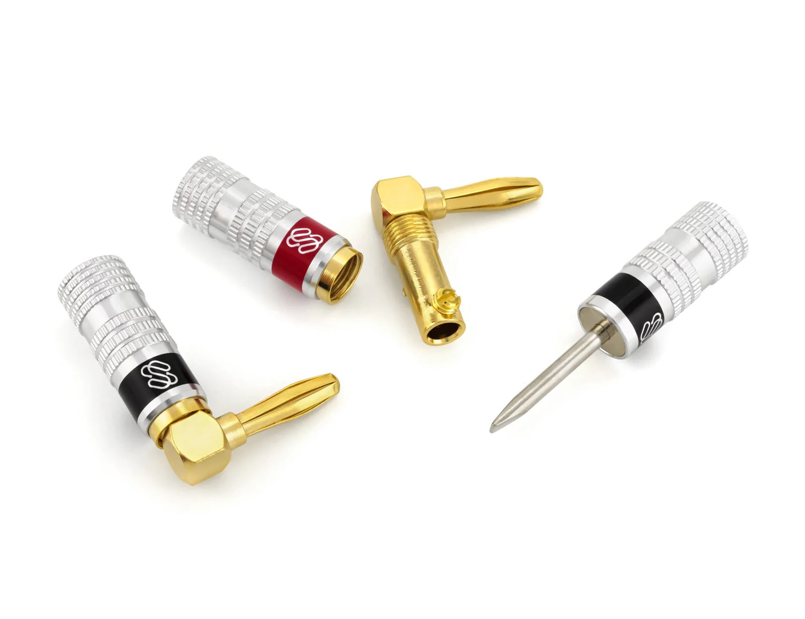 Silverback Right-Angle Banana Plugs (2024 Update) for Speaker Wire – Dual-Screw Lock, 24k Gold, Anti-Short Coating (Up to 10 AWG) - Image 5